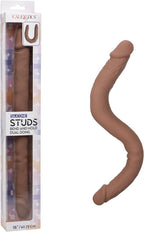 Silicone Studs Bend and Hold Dual Dong (Brown) – Premium Silicone 16 Inch Dong