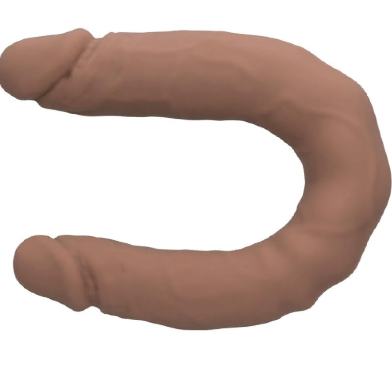 Silicone Studs Bend and Hold Dual Dong (Brown) – Premium Silicone 16 Inch Dong