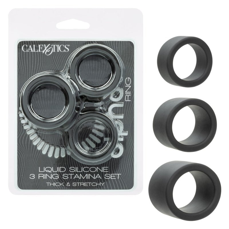 Alpha Stamina Set Black 3 Pack Liquid Silicone Ring > Cock Ring > Sets