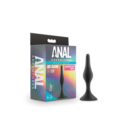 Anal Adventures Platinum Silicone Beginner Small Anal Plug Black Butt Plugs