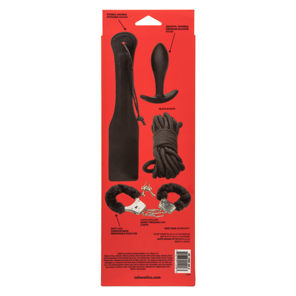 Pleasure Kits Bondage Collection Set with Paddle, Probe, Rope and Cuffs Black > Bondage Gear > Bondage Kits