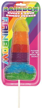 Rainbow Sweet and Sour Edible Gummy Pecker Candy 6 Inch > Novelties > Candy & Edible Items