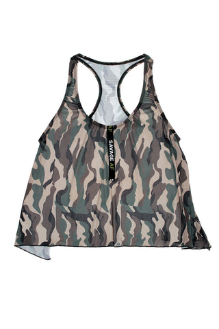 Savage Af Forest Camo Swing Top Lingerie for Workout
