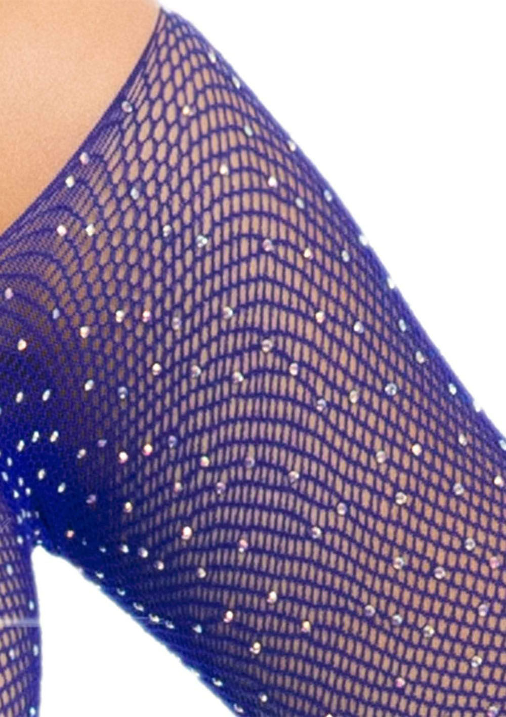 Royal Blue Rhinestone Snap Crotch Bodysuit One Size Adult Bodystocking
