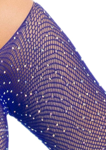 Royal Blue Rhinestone Snap Crotch Bodysuit One Size Adult Bodystocking