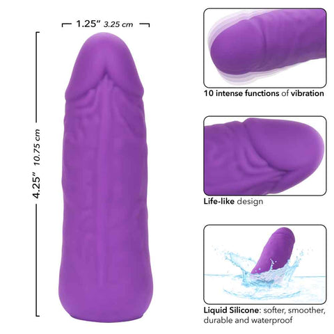 Mini Vibrating Studs 4.25 Inch 10.75 cm Liquid Silicone Vibrator Purple BULLETS