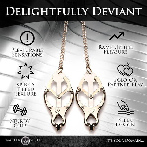 Primal Spiked Clover Nipple Clamps with Pressure Chain Silver Nipple Clamps