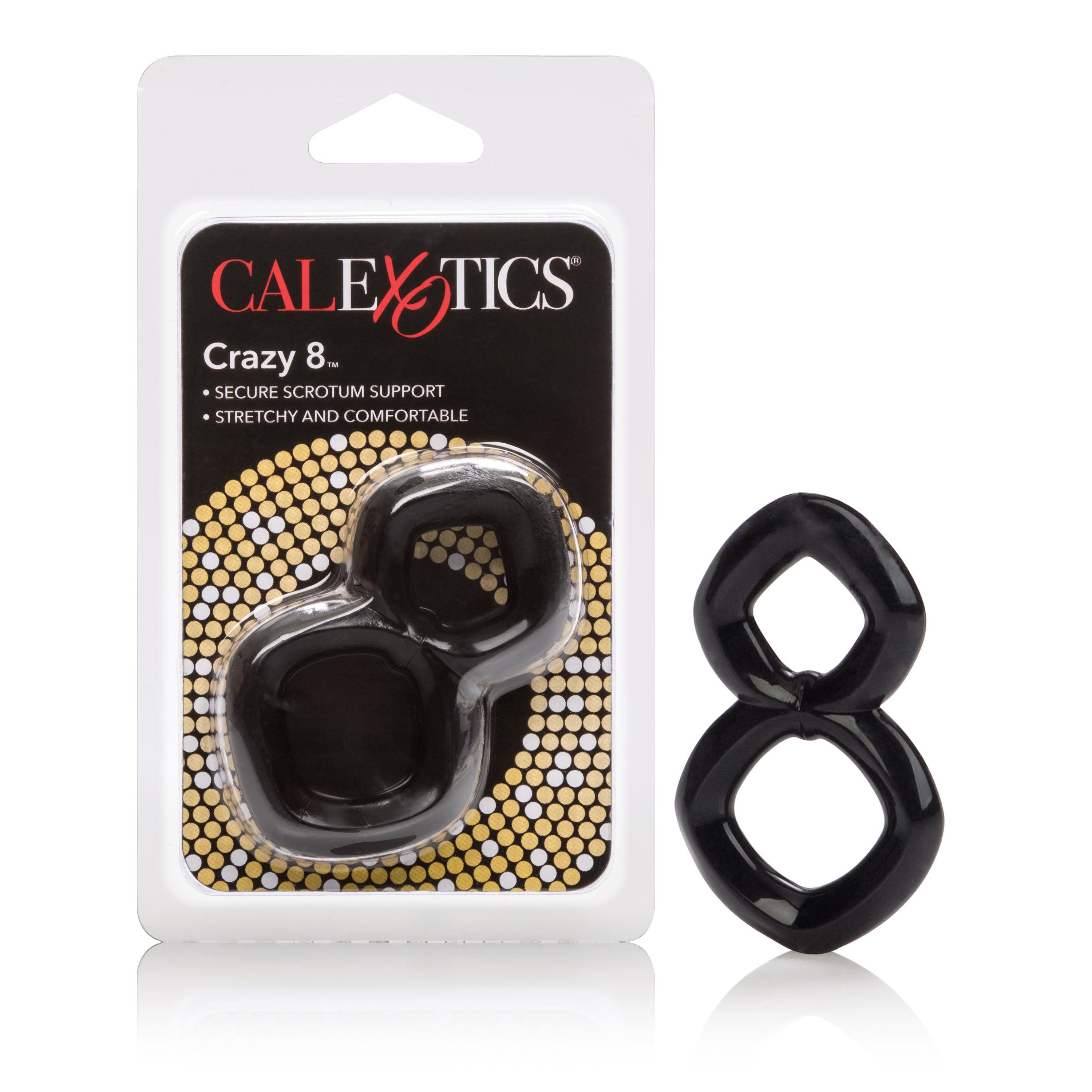 Crazy 8 Black Stretchy Dual Support Ring for Adult Intimacy Black Cockrings