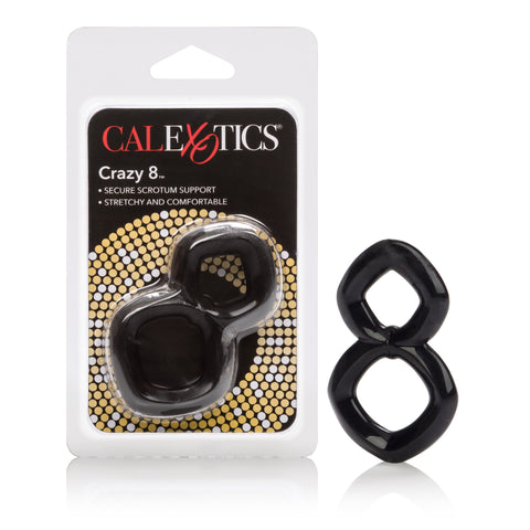 Crazy 8 Black Stretchy Dual Support Ring for Adult Intimacy Black Cockrings