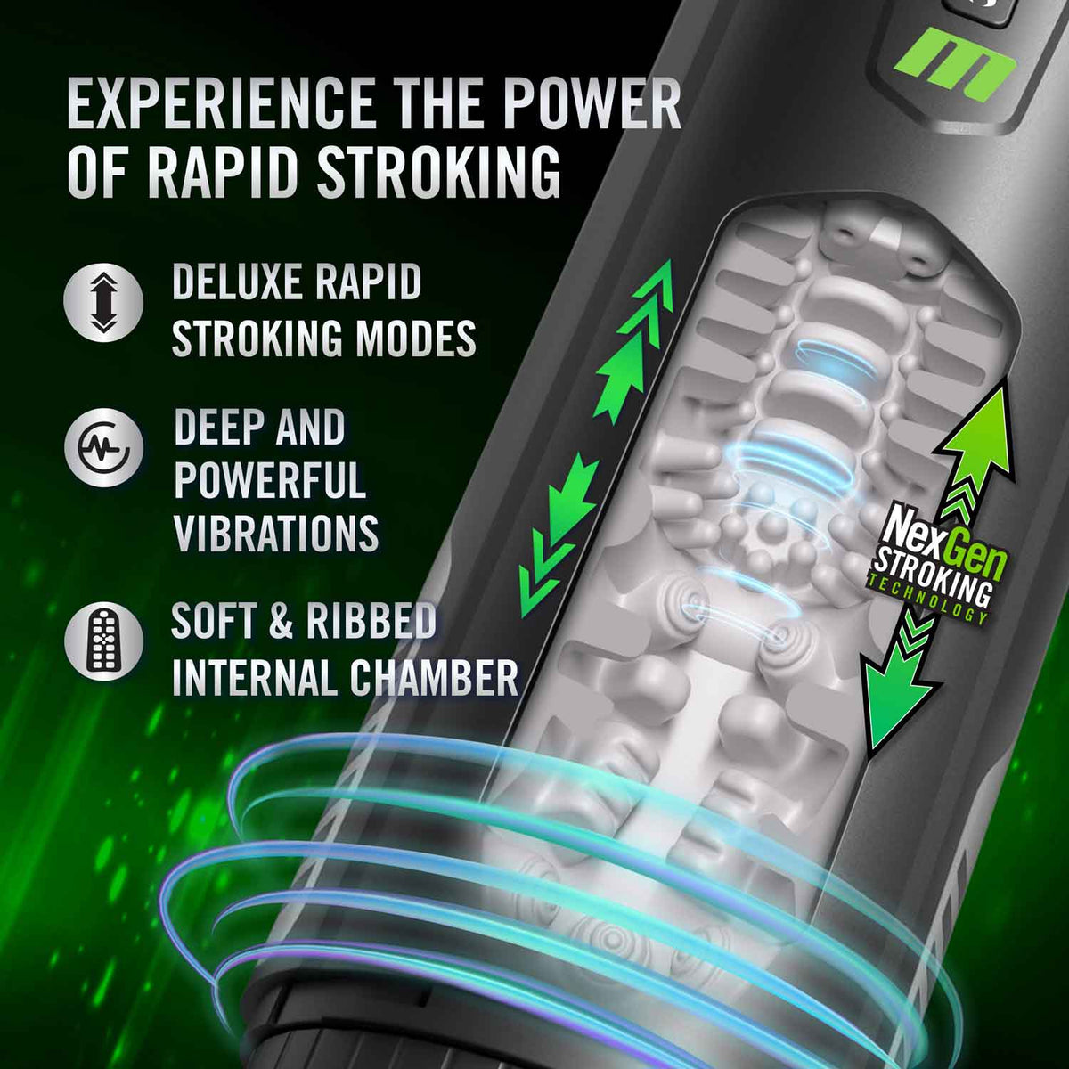 M for Men Master Blaster Automatic Male Masturbator Black > Sex Toys For Men > Masturbators > Vibrating