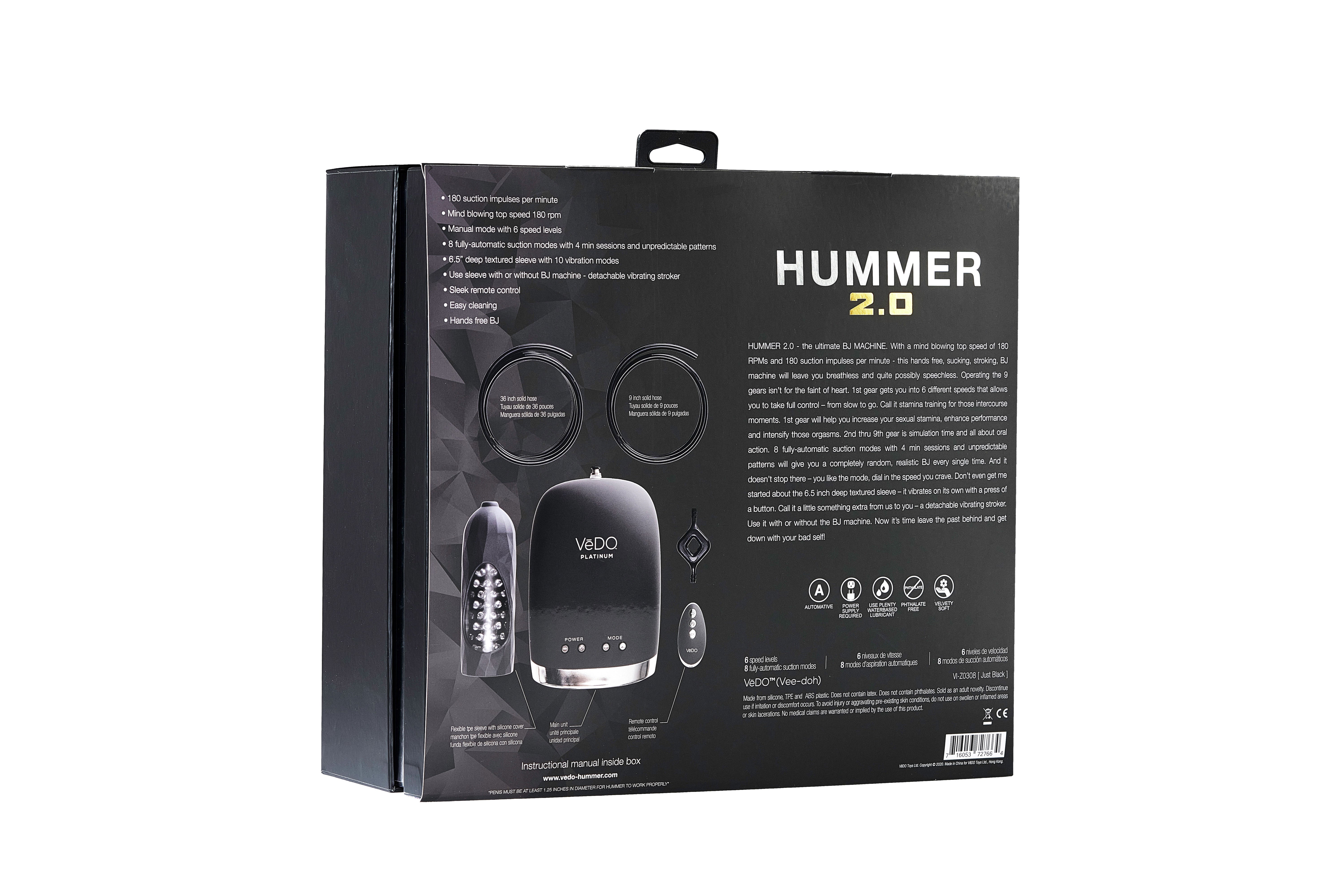 VeDO Hummer 2.0 Ultimate Hands-Free Male Masturbation Device Strokers - Auto