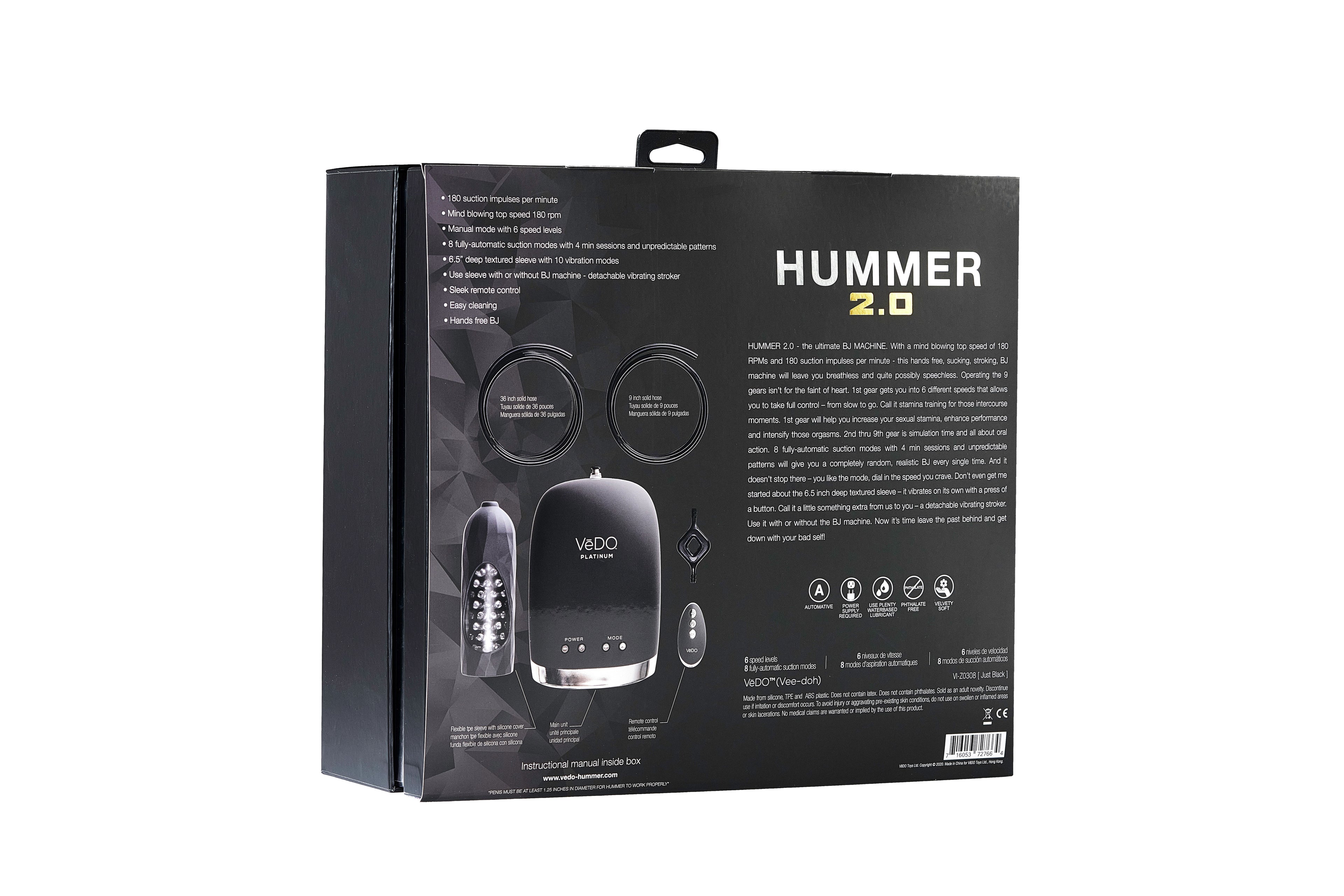 VeDO Hummer 2.0 Ultimate Hands-Free Male Masturbation Device > Sex Toys For Men > Masturbators Premium
