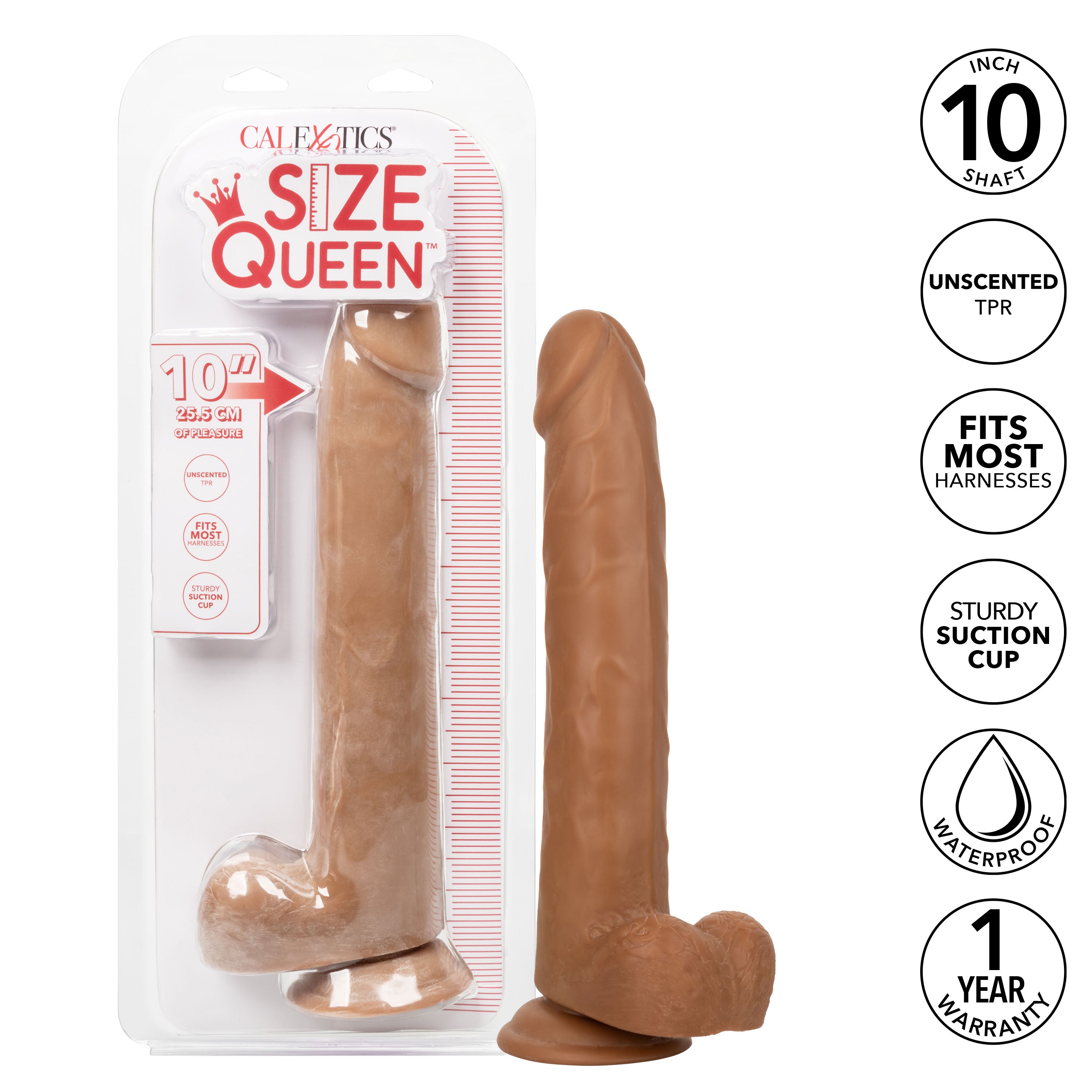 Size Queen 10 Inch Realistic Dildo in Ivory > Dildos > Large Dildos