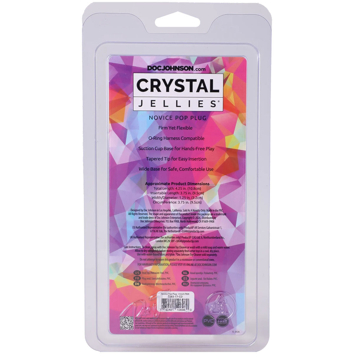 Crystal Jellies Novice Pop Plug 4 Inch > Anal Range > Butt Plugs