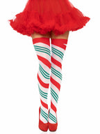 Holiday Ribbon Thigh High (Swirl) – Festive Patterned Stockings Multi One Size > Clothes > Hosiery > Stockings