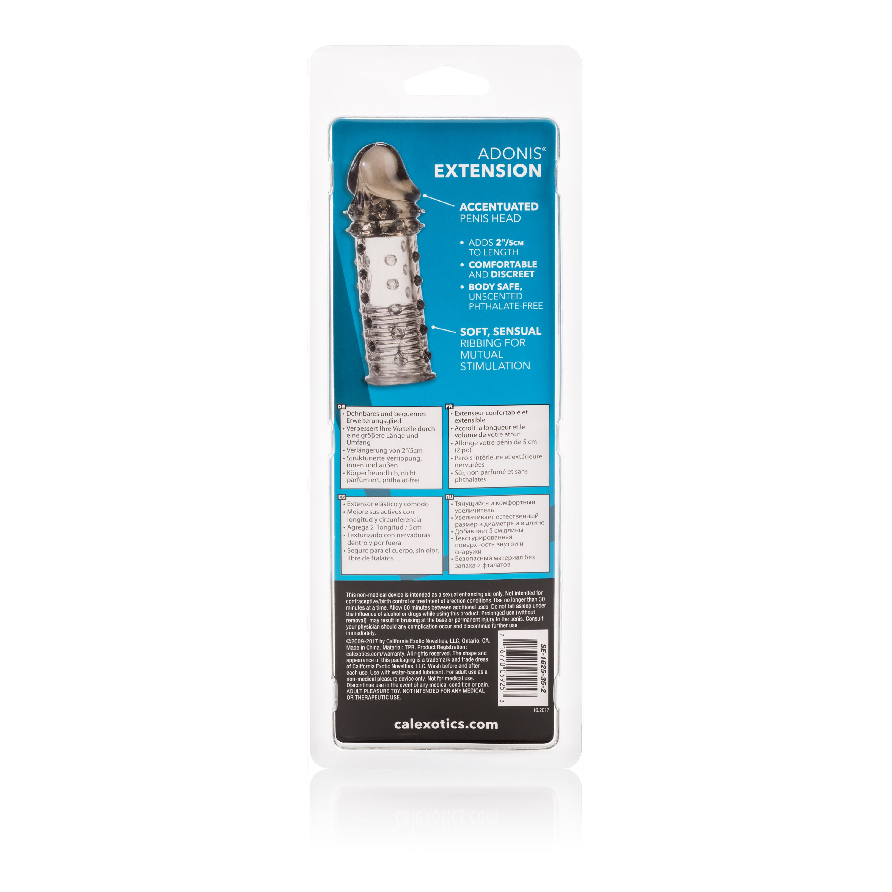 Adonis Extension Smoke 2 Inch Lengthening Erection Enhancer with Textured Ridges and Nubs SLEEVES