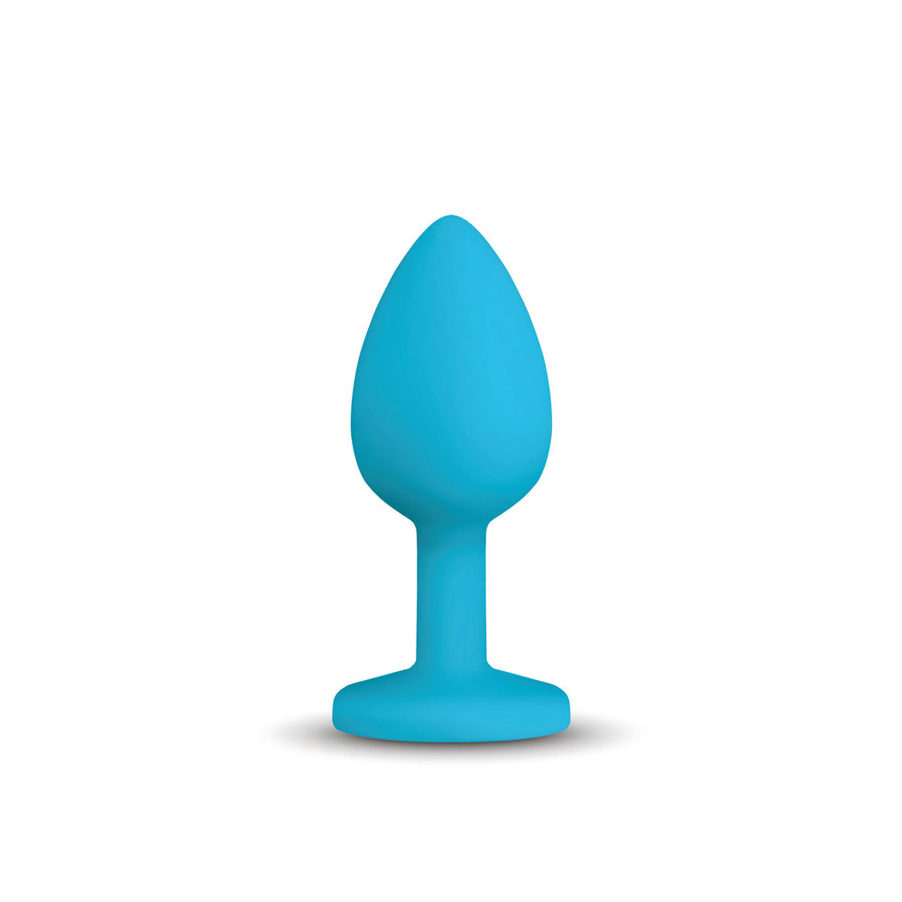 Gemma 2.74 Inch Clear Iridescent Teal Silicone Plug (Small) – Vibrant Cheeky Charms Butt Plug > Anal Range > Jewel Butt Plugs