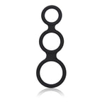 Maximizer Enhancer Triple Silicone Ring Set Black with 2 Inch Base, 1.5 Inch Scrotum, and 1.25 Inch Shaft Rings Black > Cock Ring > Sets