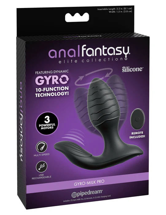 Anal Fantasy Elite Gyro Milk Pro Black 4.25" Prostate Stimulator Black > Anal Range > Prostate Plugs