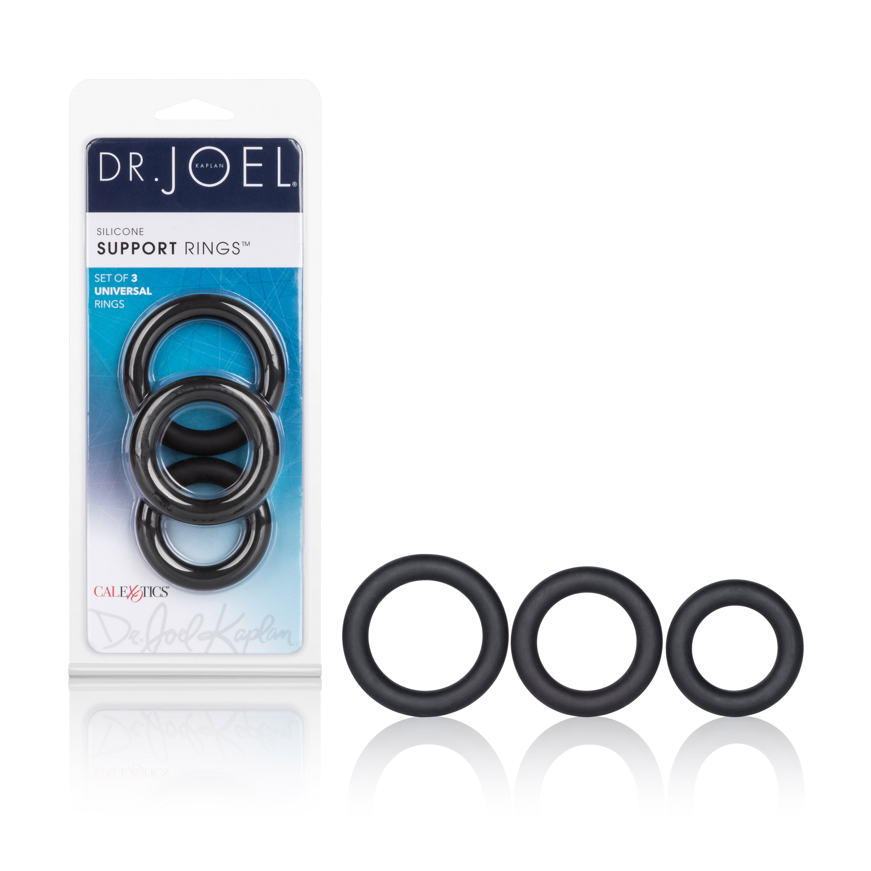 Dr Joel Kaplan Silicone Support Rings Set in Black for Men COCK RING Set