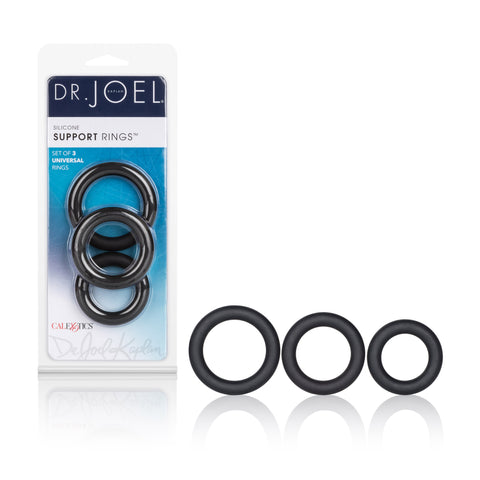 Dr Joel Kaplan Silicone Support Rings Set in Black for Men COCK RING Set
