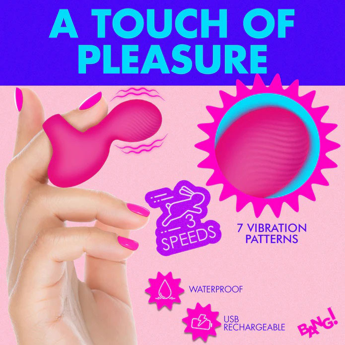 Silicone Finger Vibrator in Pink with 3 Speeds and 7 Patterns Clit Stimulators