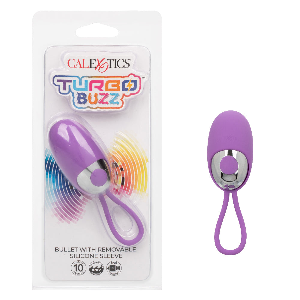 Turbo Buzz Bullet Vibrator With Removable Silicone Sleeve Pink Purple BULLETS