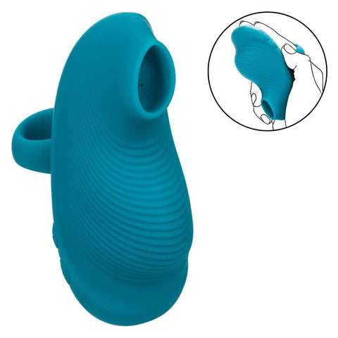 Envy™ Handheld Suction Massager in Teal Blue with 3 Suction Speeds and 7 Vibration Functions, USB Rechargeable Silicone Full Body Massager Vibrators