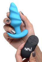 Silicone Remote Control Swirl Butt Plug Black Vibrator Toy > Anal Range > Vibrating Butt Plugs