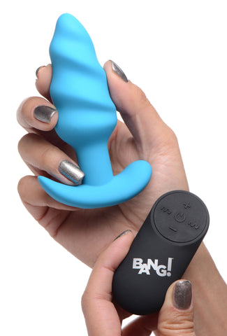 Silicone Remote Control Swirl Butt Plug Black Vibrator Toy Butt Plugs - Vibrating