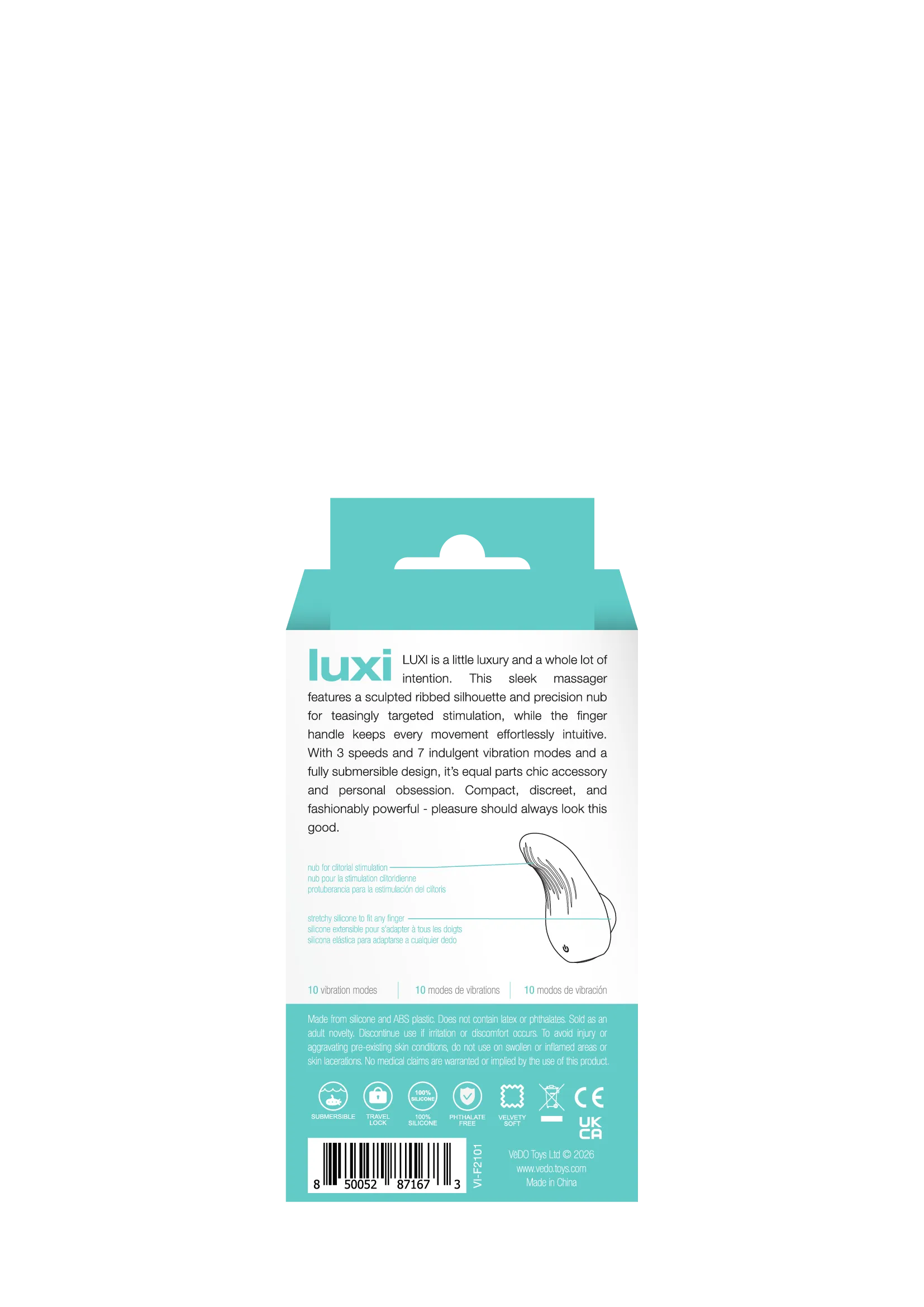 Luxi Clitoral Finger Vibe – Rechargeable Submersible 3 Speed Vibrator