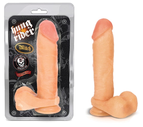 Hung Rider Mitch Realistic Textured Dildo with Girthy Design Beige Dongs Realistic