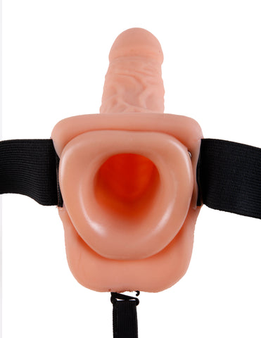 Fetish Fantasy Series 7-Inch Vibrating Hollow Strap-On (Flesh) – Vibrating Strap-On Beige STRAP-ONS