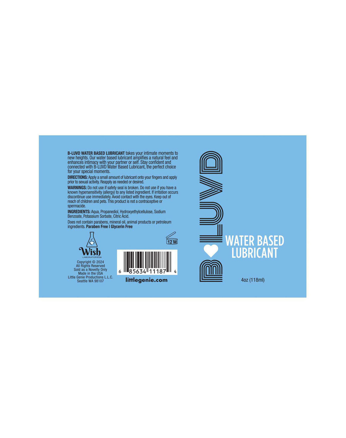 B-LUVD Water Based Lubricant 118ml Bottle > Lube > Water Based