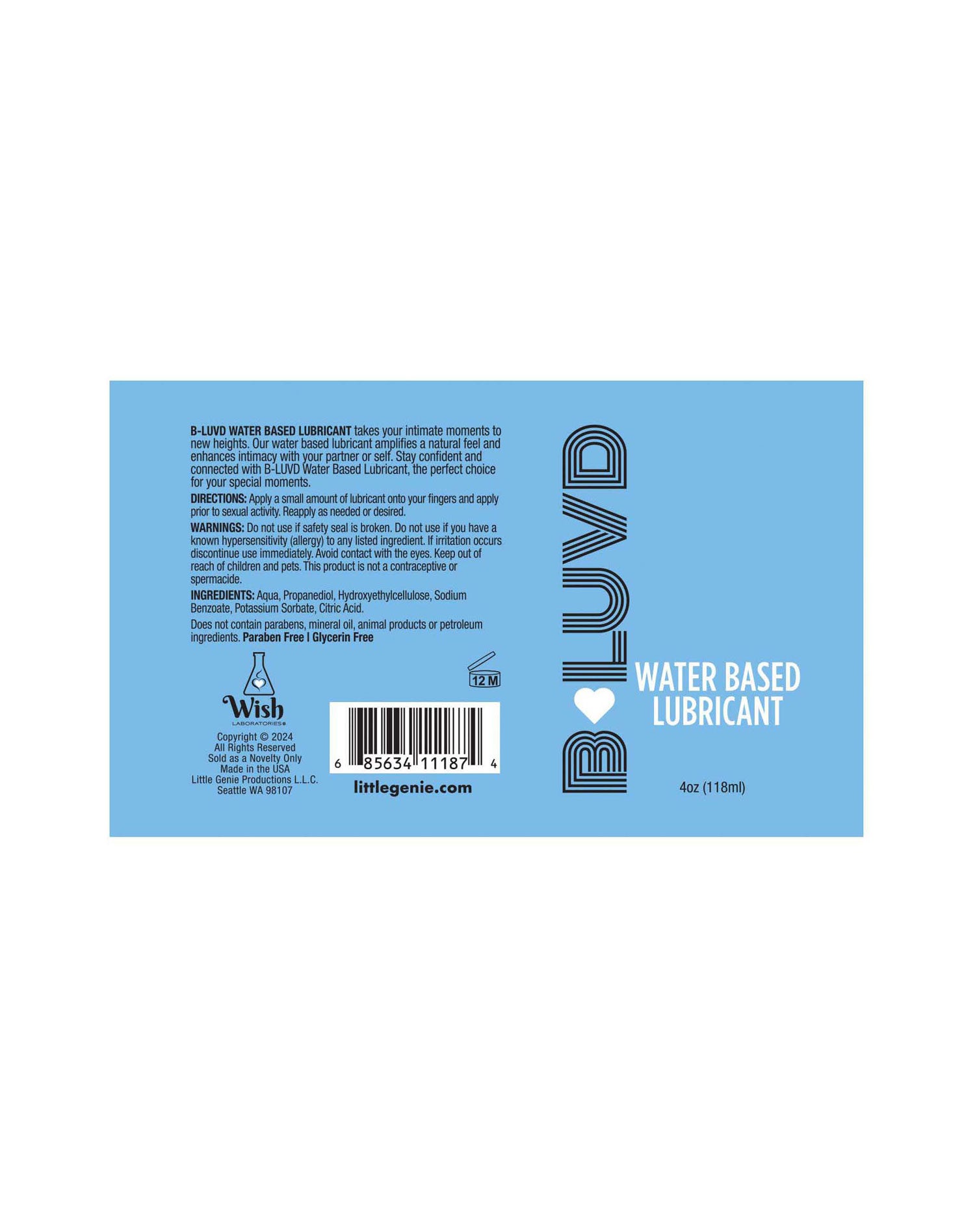 B-LUVD Water Based Lubricant 118ml Bottle > Lube > Water Based