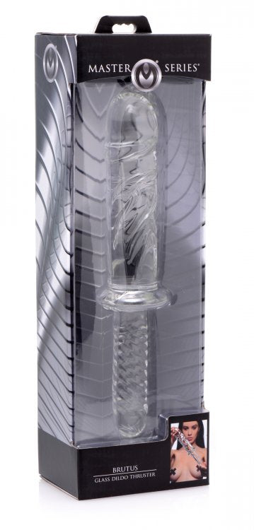 Brutus Clear Glass Dildo with Textured Handle for Intimacy Clear DONGS Glass