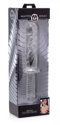 Brutus Clear Glass Dildo with Textured Handle for Intimacy Clear DONGS Glass