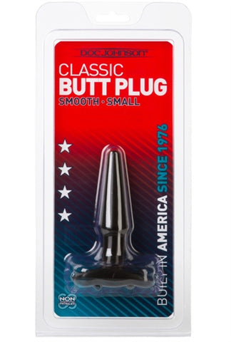 Classic Smooth Butt Plug Small Black Black Butt Plugs