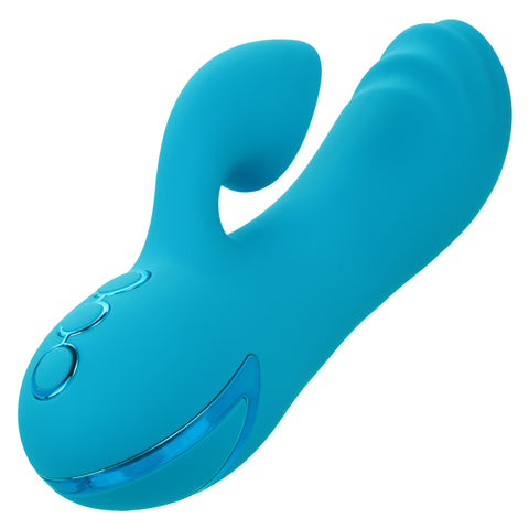 California Dreaming Sunset Beach Seducer Blue Silicone Dual Stimulator with 3 Vibration Speeds and 10 Suction Functions VIBRATORS-RABBIT