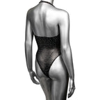 Radiance Plus Size Deep V Black Rhinestone Mesh Body Suit Size Up to 3X > Clothes > Plus Size Lingerie