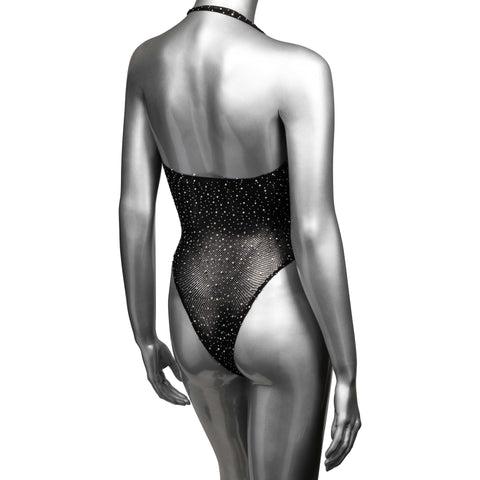 Radiance Plus Size Deep V Black Rhinestone Mesh Body Suit Size Up to 3X > Clothes > Plus Size Lingerie