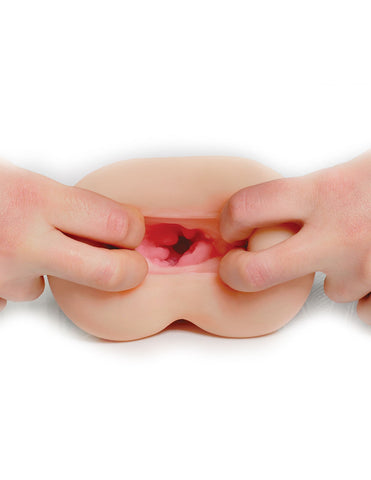 Compact Anal Masturbator for Men with Life-Like Textured Tunnel Strokers - Manual