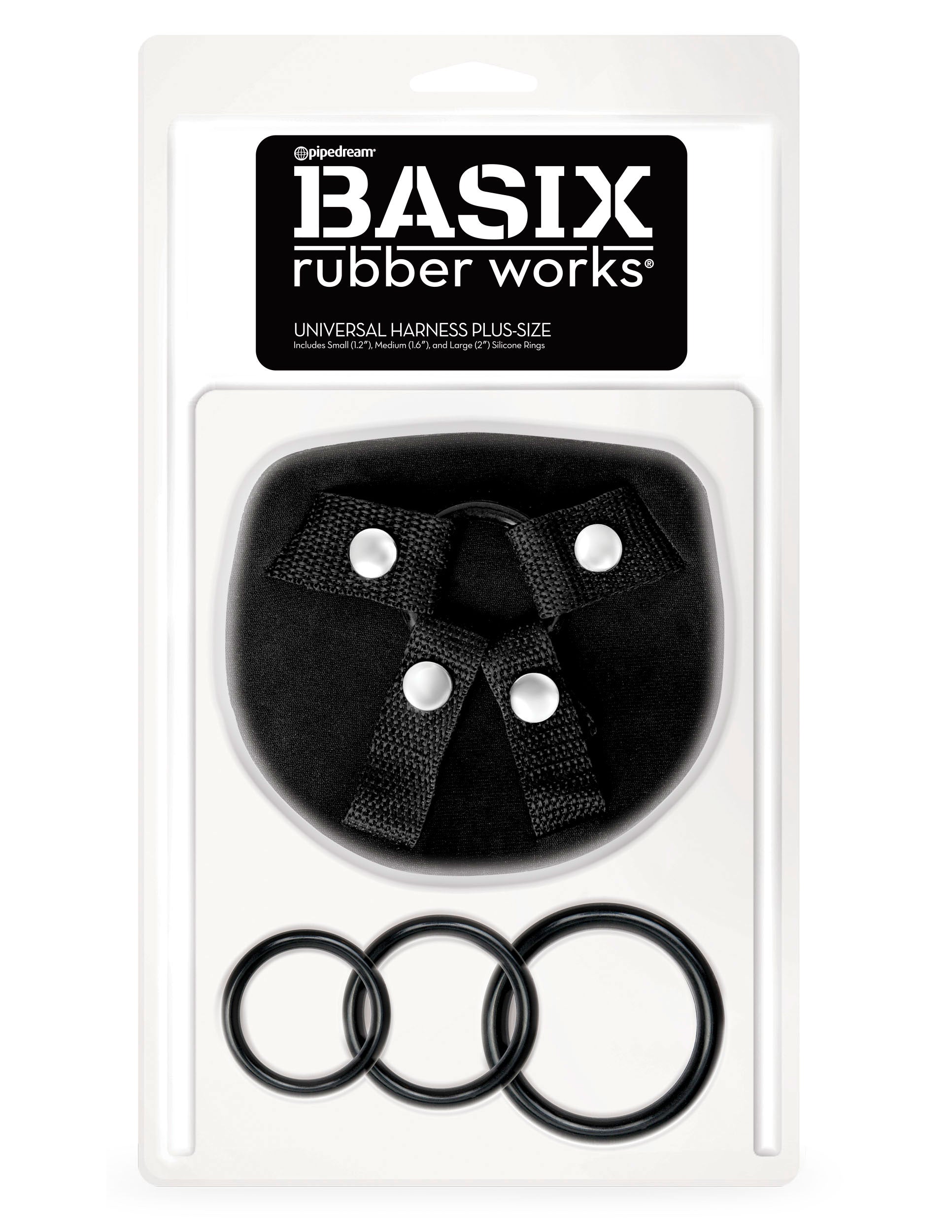Basix Rubber Works Universal Harness - Plus Size Black Harnesses & Strap-Ons