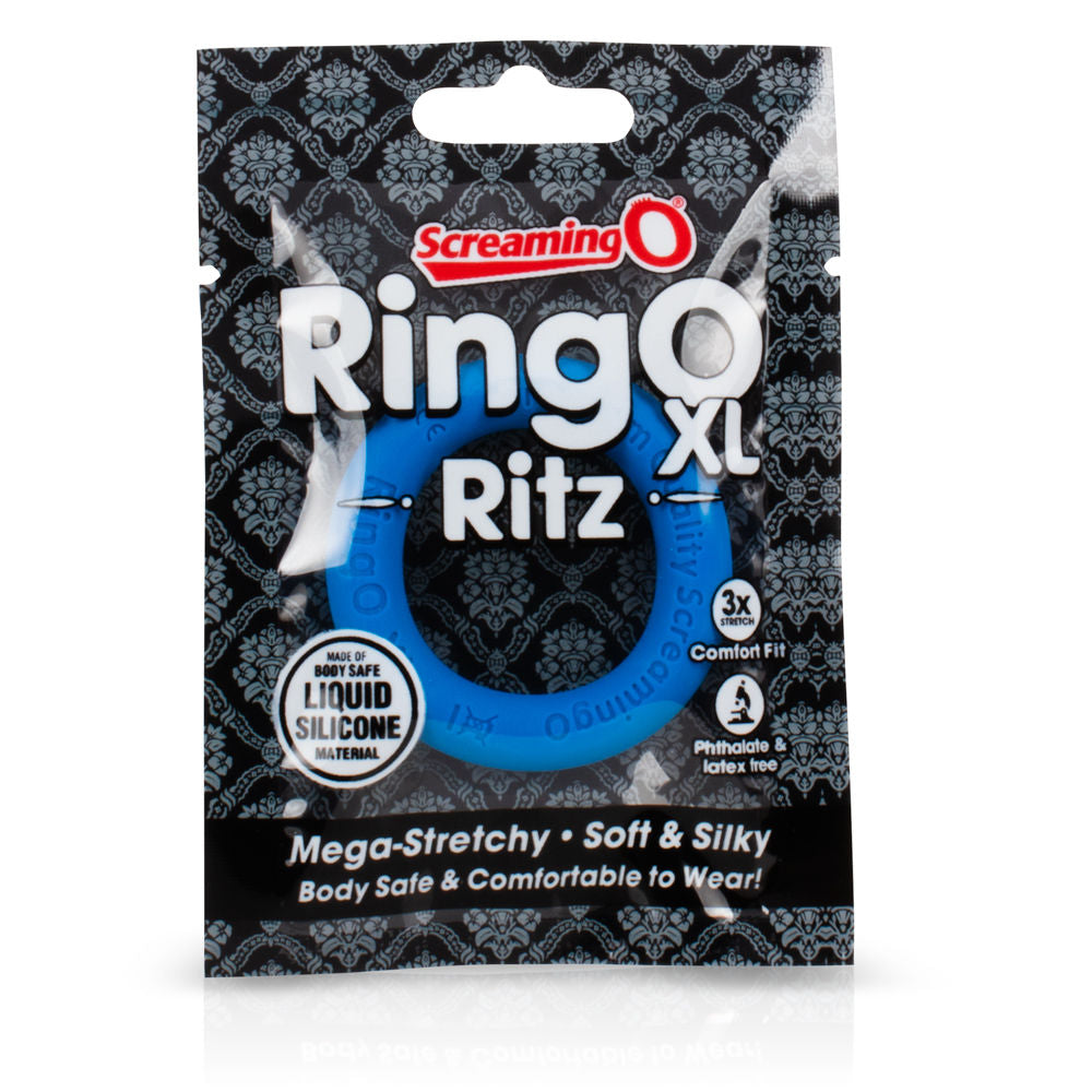 RingO XL Liquid Silicone Cock Ring in Black by Screaming O COCK RINGS