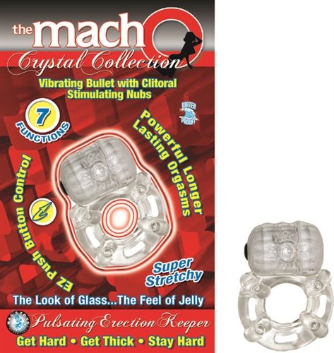 The Macho Crystal Collection Pulsating Erection Keeper - Clear Clear Cock Rings Vibrating