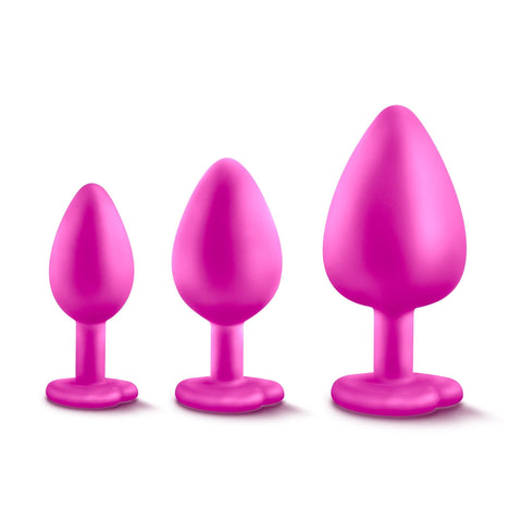 Luxe Bling Plugs Training Kit Pink With White Gems 3 Sizes > Anal Range > Butt Plug Kits