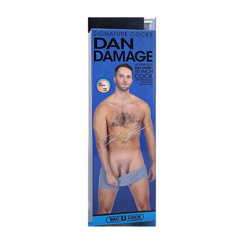Signature Cocks Dan Damage 10 Inch Ultraskyn Dual Density Cock with Removable Vac-U-Lock Suction Cup Beige Dongs Celebrity