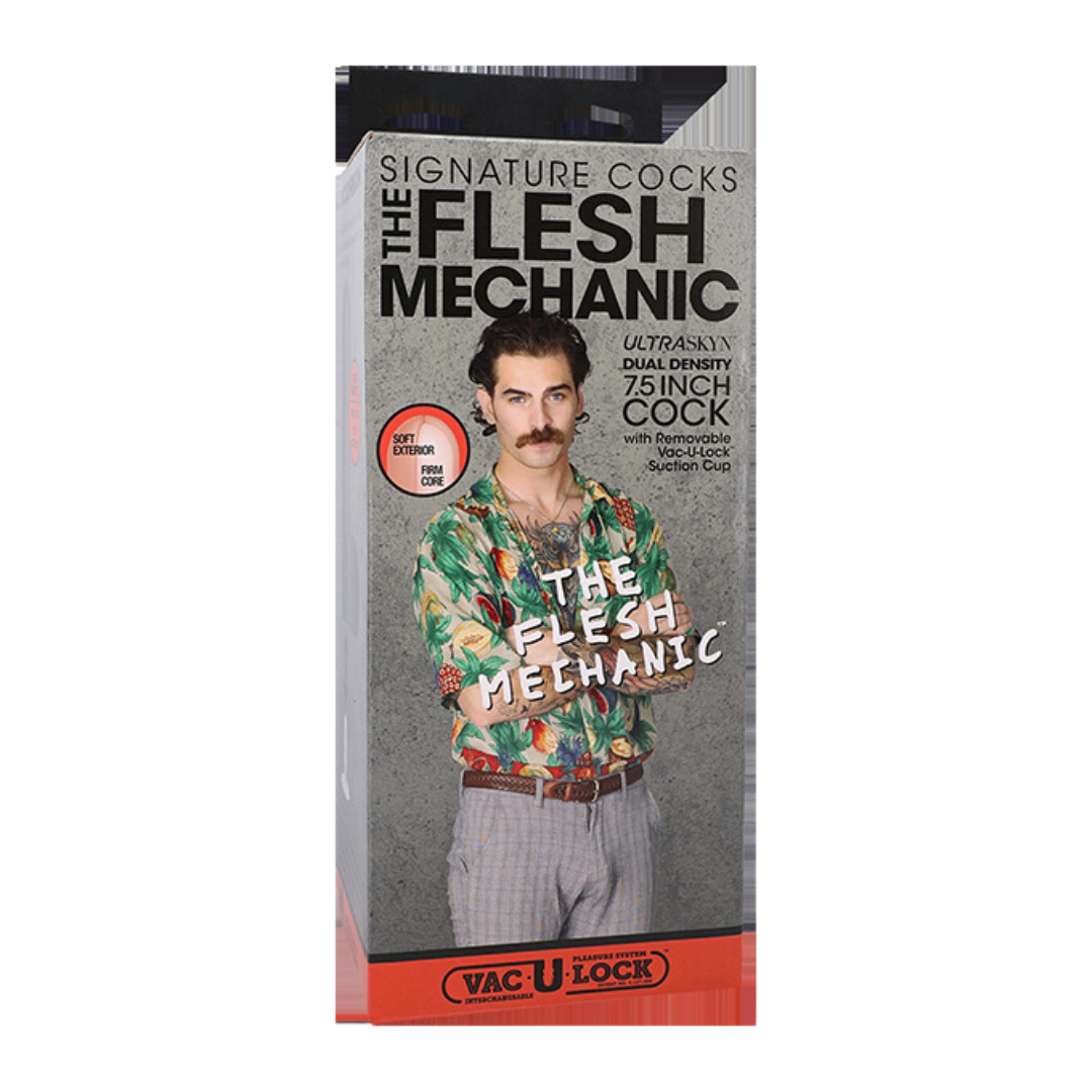 Signature Cocks The Flesh Mechanic 7.5 Inch Dual Density ULTRASKYN Cock with Removable Vac-U-Lock Suction Cup Beige DONGS
