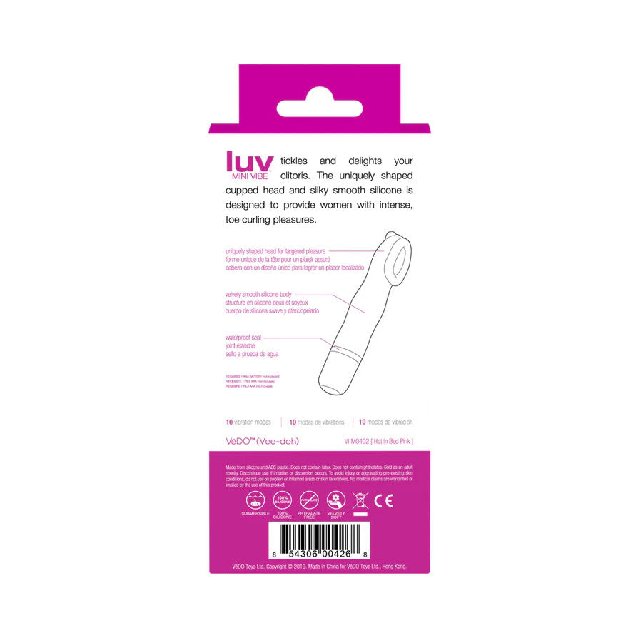 Luv Mini Vibe Hot in Bed Pink Clitoral Massager Toy Compact > Vibrators > Mini Vibrators