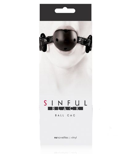 Sinful Black Ball Gag with Adjustable Strap for Comfortable Play Black Gags